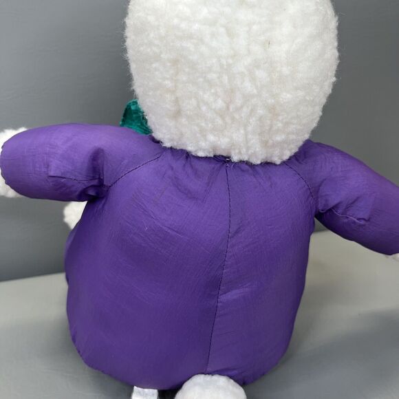 Rabbit Puffy Style Plush Nylon Parachute Purple Pink Bunny Slippers Vintage - Picture 8 of 12